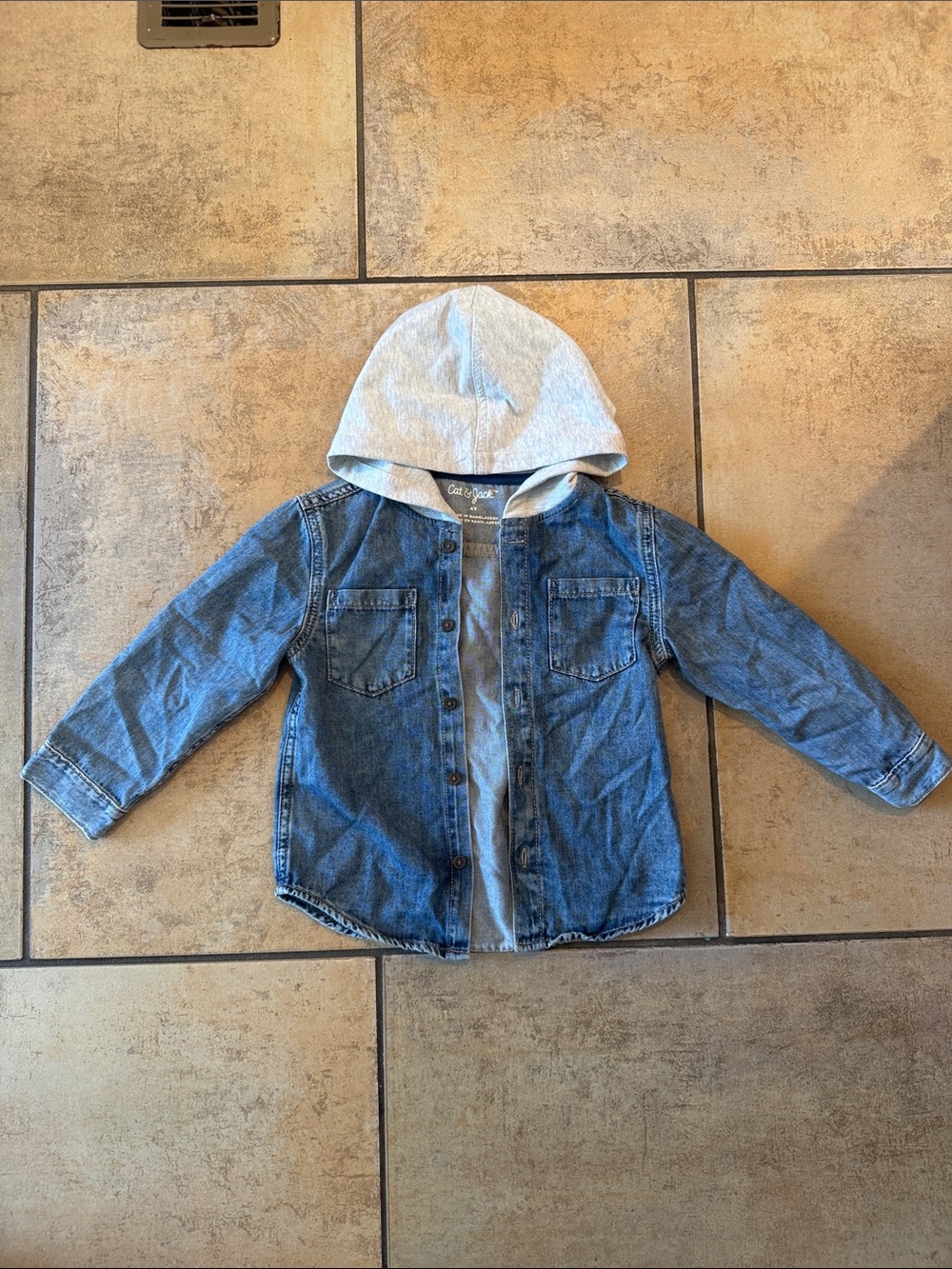 Cat & Jack Kids Denim Hooded Shirt Jacket - Blue. 4T